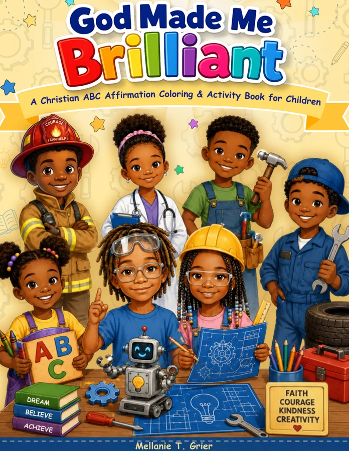 Cover of God Made Me Brilliant, a Christian ABC affirmation coloring book